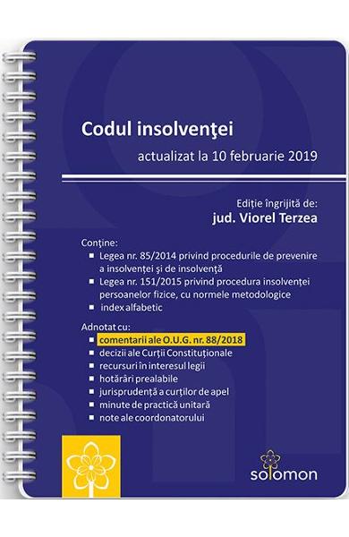 Codul insolventei Actualizat la 10 februarie 2019